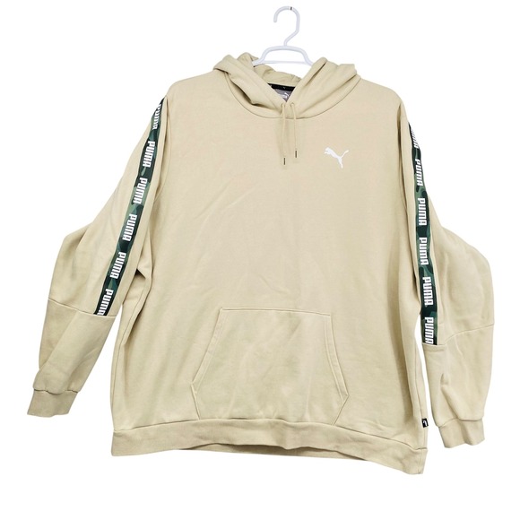 Puma Hoodie‎ Camo Trim Pullover Sweatshirt Athleisure 4XL Mens Tan - Picture 1 of 10